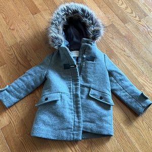 Zara gray coat size 6. Hood, zipper and pockets